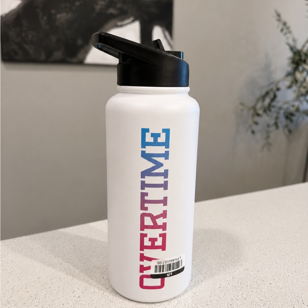 Overtime Water Bottle with Black Lid